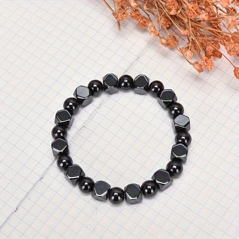Men's Black Obsidian, Hematite & Tiger Eye Beaded Bracelet, Daily Wear